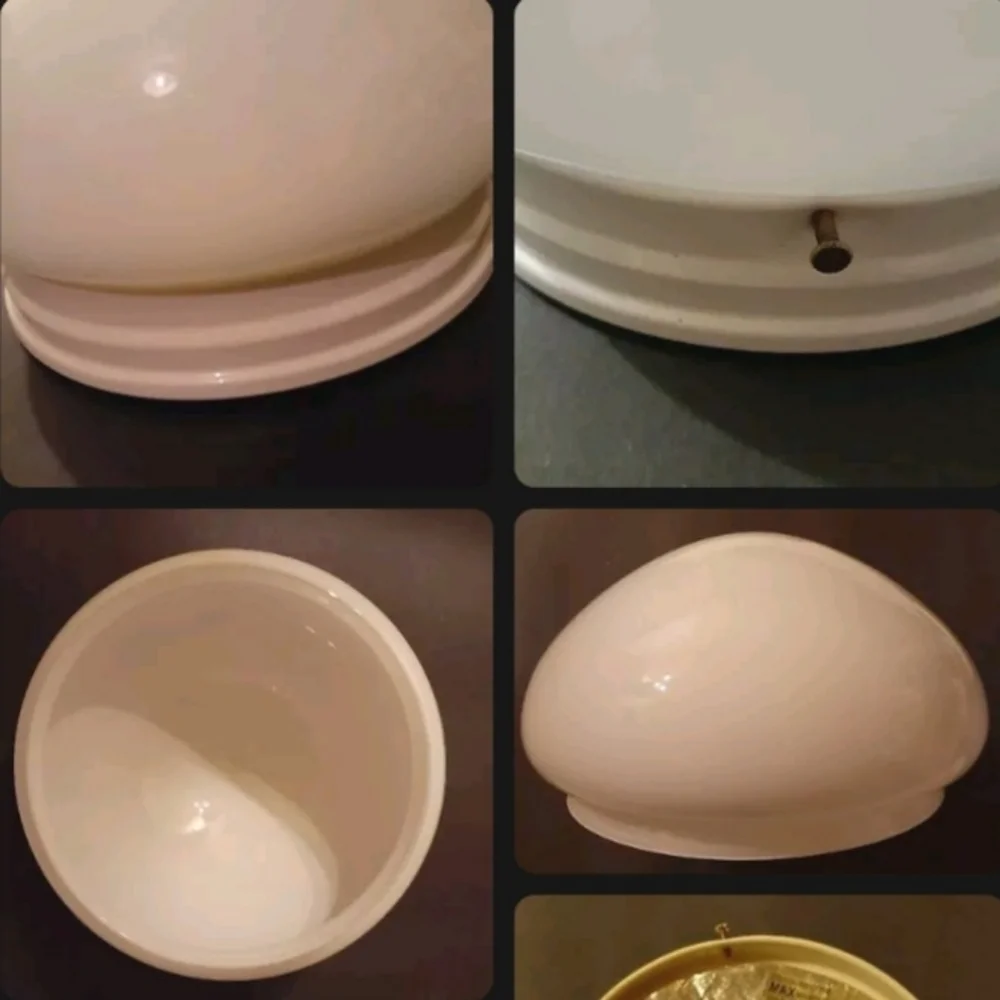 9 in. Flush Mount Ceiling Light White Metal White Glass Shade Mushroom 2 Bulbs